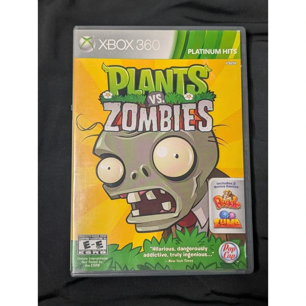Plants vs. Zombies Xbox 360 Platinum Hits Complete CIB (Includes Peggle & Zuma)